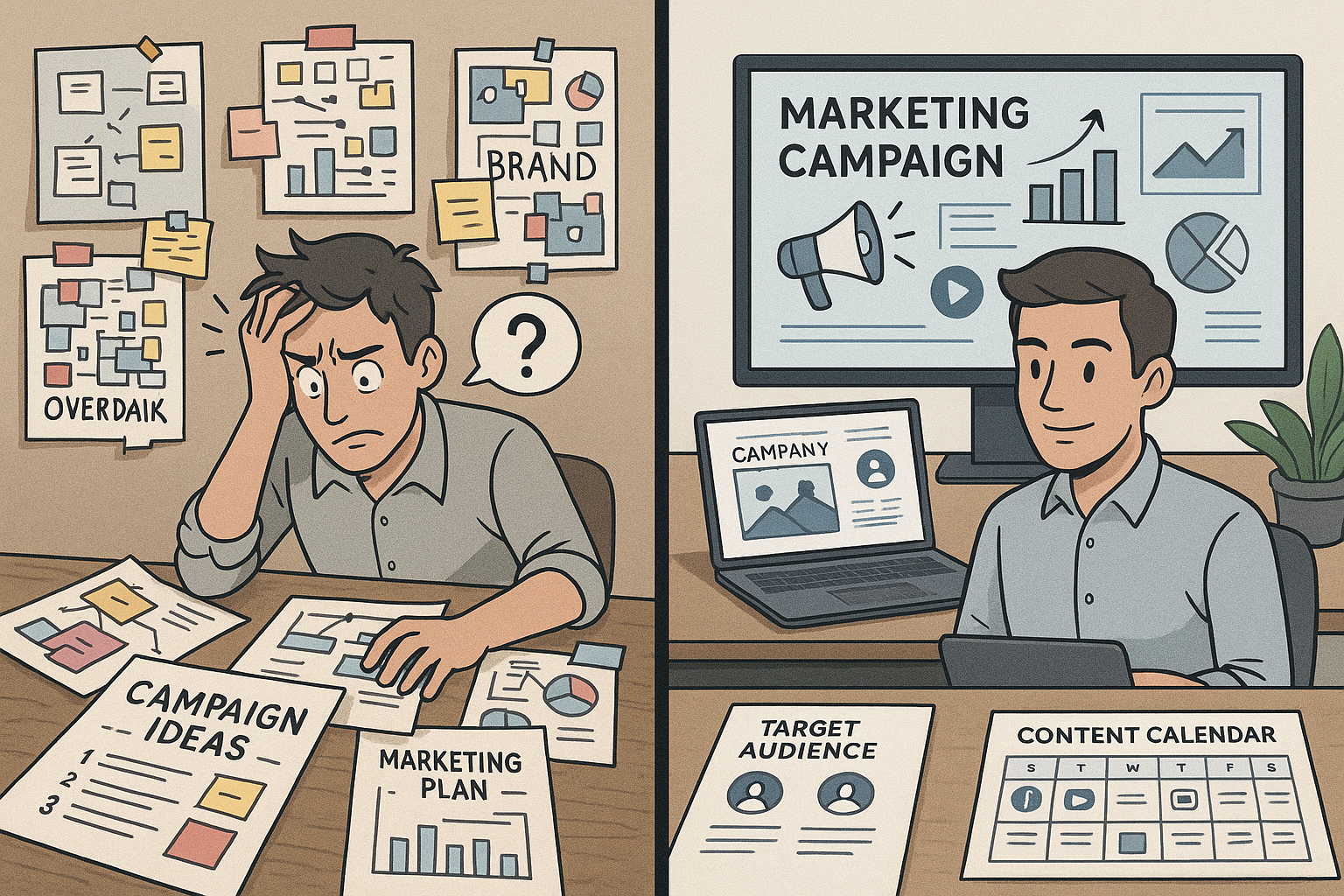 A disorganized marketing campaign before using Smart PromptIQ